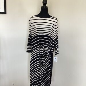 Lord & Taylor Black and Cream Striped Dress